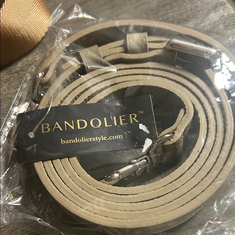 Bandolier Beige Leather‎ Strap for Men Bags